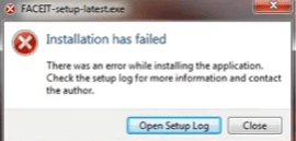 Installation has failed error