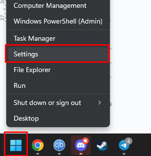 Right click on Start and choose Settings