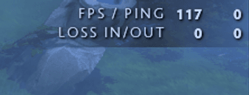Ping and packet loss in the top right corner
