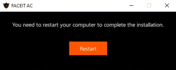 Błąd you need to restart your computer to complete the installation faceit