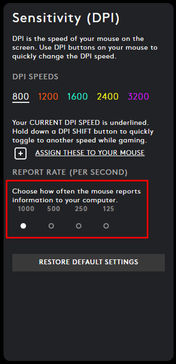 Locate polling rate (report rate)