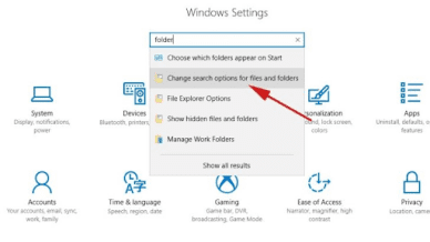 Windows folders setting