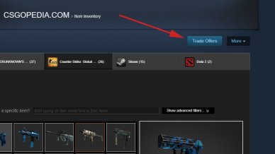 Steam Inventory and Trade offers menu