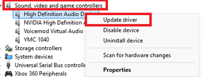 Select the Update Driver option