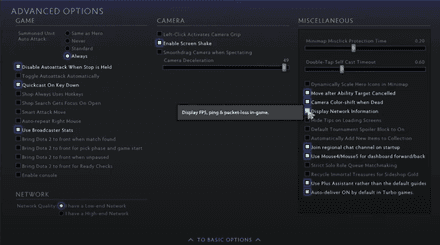 Open the Advanced Options and enable the “Display Network Information.”