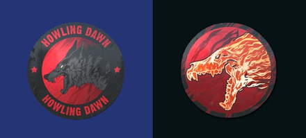 Howling Dawn sticker changes through the years