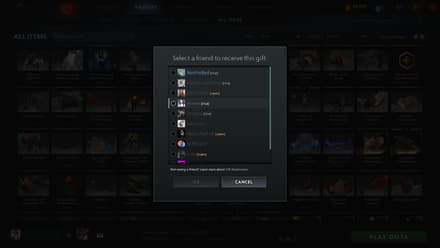 Find and select the friend whom you’d like to send the gift to