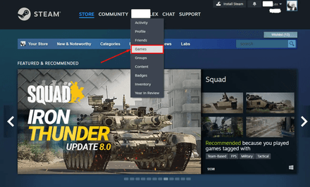 Select ‘Games’ and click it