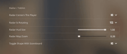 Access Radar Settings Through the Game Menu