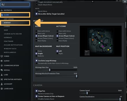 Start by navigating to the “Game” tab and selecting “Minimap”