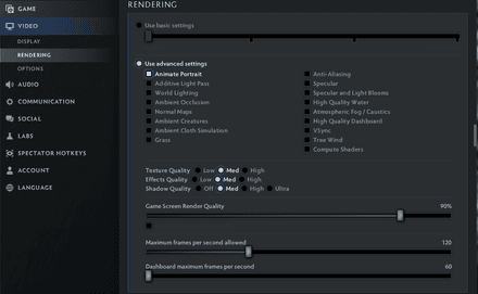 Graphics Settings in Dota 2