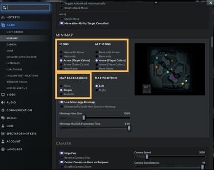 Use Dota 2 minimap settings to edit the background graphic