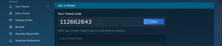 Ask your friend to provide you with their Steam ID code