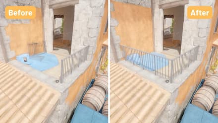 Update of A Site balcony railing on Inferno map