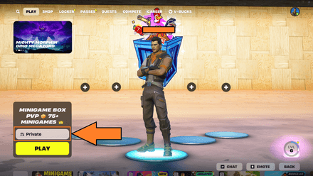 Click “Play” and set the lobby to “Private”