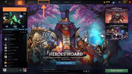 Open the Armory in the main Dota 2 menu