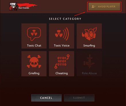Add the Player to Your Avoid List