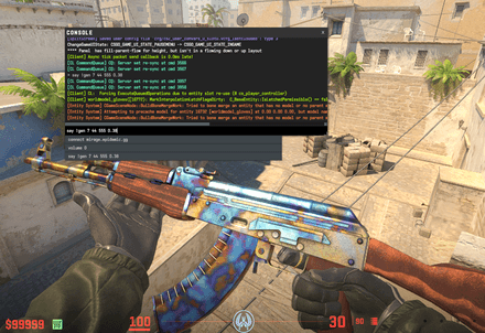 For AK-47 | Case Hardened blue gem #555 using !gen 7 44 555 0.38