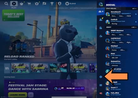 Press your Fortnite profile icon in the upper right corner and open the game’s settings