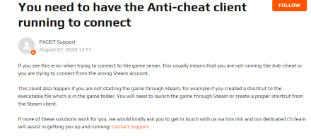 You need to have the Anti-cheat client running to connect