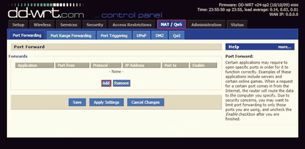 Create a new port forwarding rule