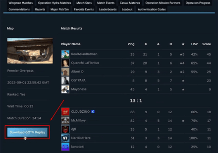 Click the ‘Download GOTV Replay’