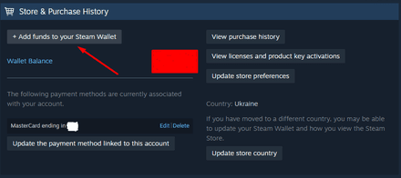 Clock the “Add funds to your Steam wallet” button