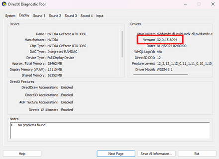 Navigate to the Display tab to check the drivers your PC currently uses