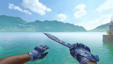 Moto Gloves | Polygon + Bowie Knife | Bright Water