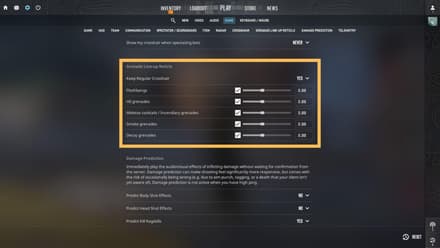 Settings for Nade Practice