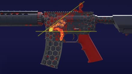 Берем стикер «След от взрыва» и лепим его под углом над «Дугой»