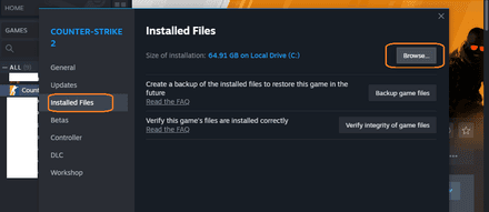 Go to ‘Installed Files’ and click ‘Browse’
