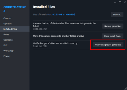 Choose 'Verify integrity of game files'