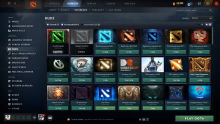 Enter the Armory, open the Interface tab, and select HUDS