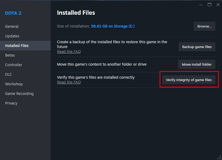 Verify the game’s files in Steam