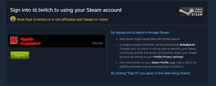 Sign in using your Steam login info