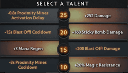 Таланты минера в Дота 2 для аспекта Squee’s Scope