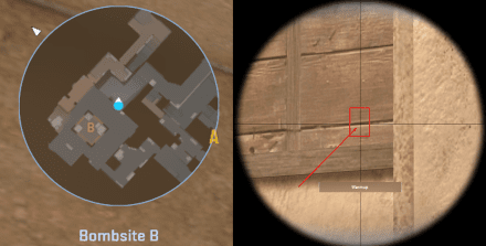 Bombsite B -> Apartments Map spot / Shot spot