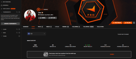 Select the Stats tab on FACEIT