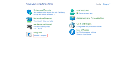 Go to Control Panel > Programs > Uninstall a Program