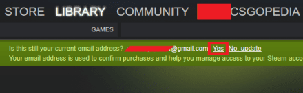 Confirmation of Your Email for the Steam Account