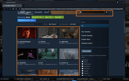 Type kz, climb, or parkour in the search bar