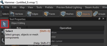 Добавление объектов и игровых элементов Selection Tool Hammer CS2