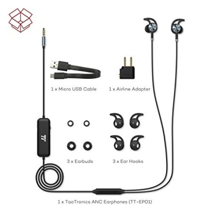 TaoTronics Active Noise Cancelling Headphones complete set