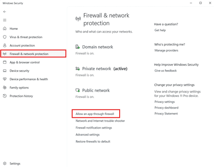 Open your security software settings