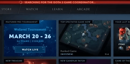 Searching for the Dota 2 game Coordinator…