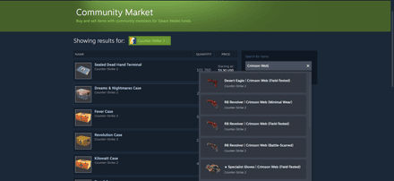 Browse available listings or enter the CS2 skin name to simplify your search