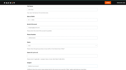 Fill in the required fields