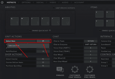 Find the Select Hero option