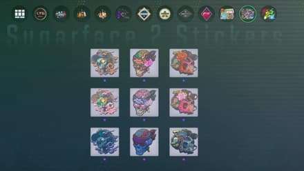 9 Sugarface stickers from Community Maps, Charms, and More Update CS2
